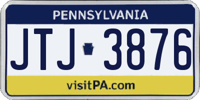 PA license plate JTJ3876