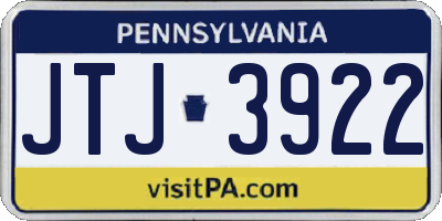PA license plate JTJ3922