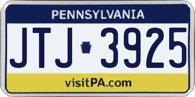 PA license plate JTJ3925