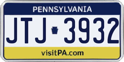 PA license plate JTJ3932