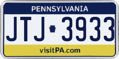 PA license plate JTJ3933