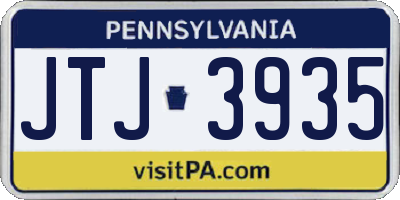 PA license plate JTJ3935