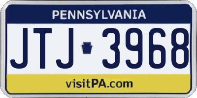 PA license plate JTJ3968