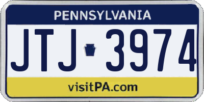 PA license plate JTJ3974