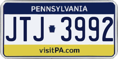 PA license plate JTJ3992