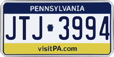 PA license plate JTJ3994