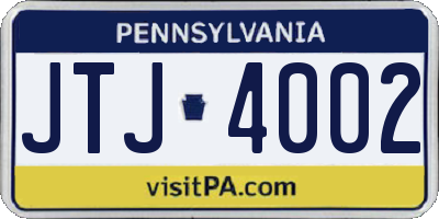 PA license plate JTJ4002