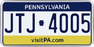 PA license plate JTJ4005