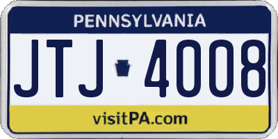 PA license plate JTJ4008