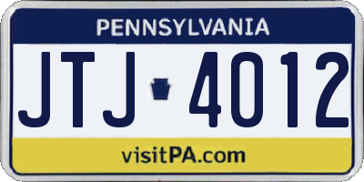 PA license plate JTJ4012