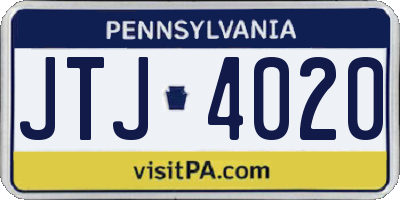 PA license plate JTJ4020