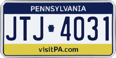 PA license plate JTJ4031