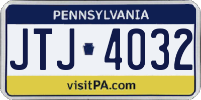 PA license plate JTJ4032