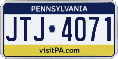 PA license plate JTJ4071