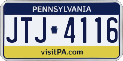 PA license plate JTJ4116