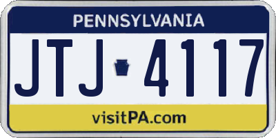 PA license plate JTJ4117