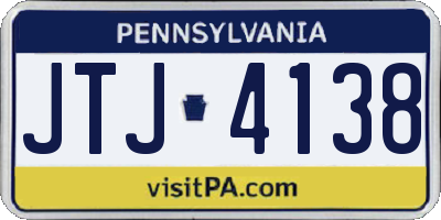 PA license plate JTJ4138