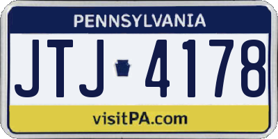 PA license plate JTJ4178