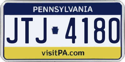 PA license plate JTJ4180