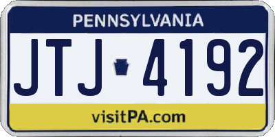 PA license plate JTJ4192