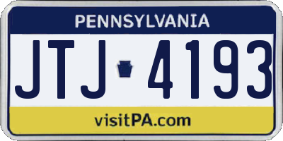 PA license plate JTJ4193