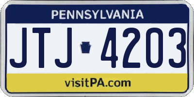 PA license plate JTJ4203