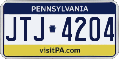 PA license plate JTJ4204
