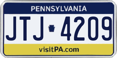 PA license plate JTJ4209