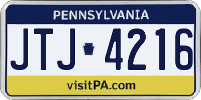 PA license plate JTJ4216