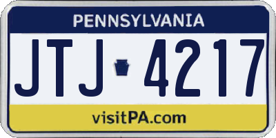 PA license plate JTJ4217