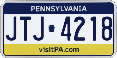 PA license plate JTJ4218