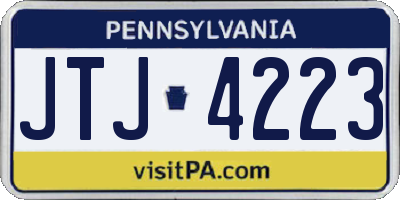 PA license plate JTJ4223