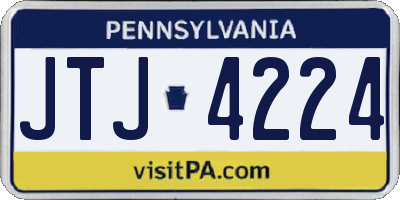PA license plate JTJ4224