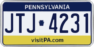 PA license plate JTJ4231