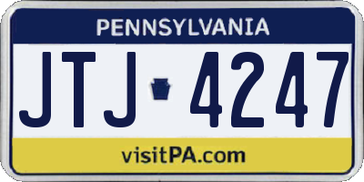 PA license plate JTJ4247