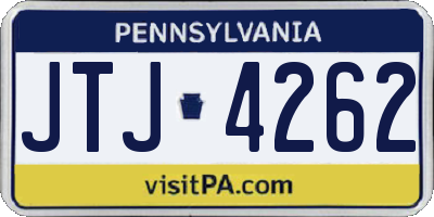PA license plate JTJ4262