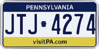 PA license plate JTJ4274