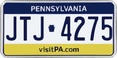 PA license plate JTJ4275