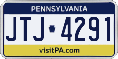 PA license plate JTJ4291