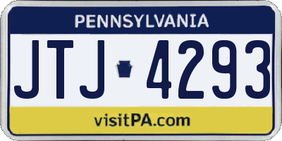 PA license plate JTJ4293