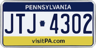 PA license plate JTJ4302