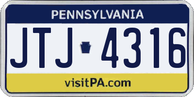 PA license plate JTJ4316