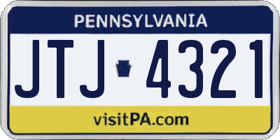 PA license plate JTJ4321