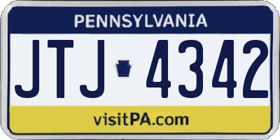 PA license plate JTJ4342