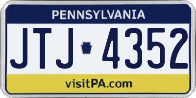 PA license plate JTJ4352