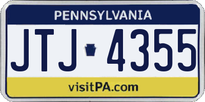 PA license plate JTJ4355