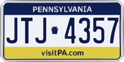 PA license plate JTJ4357