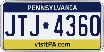 PA license plate JTJ4360