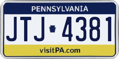 PA license plate JTJ4381