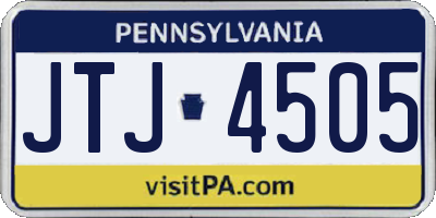 PA license plate JTJ4505